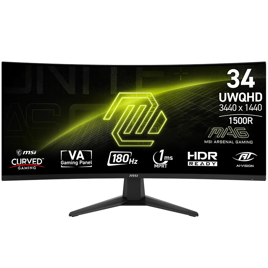 MSI MAG 346CQ 34-inch UWQHD Curved Gaming Monitor, 180Hz, 0.03ms