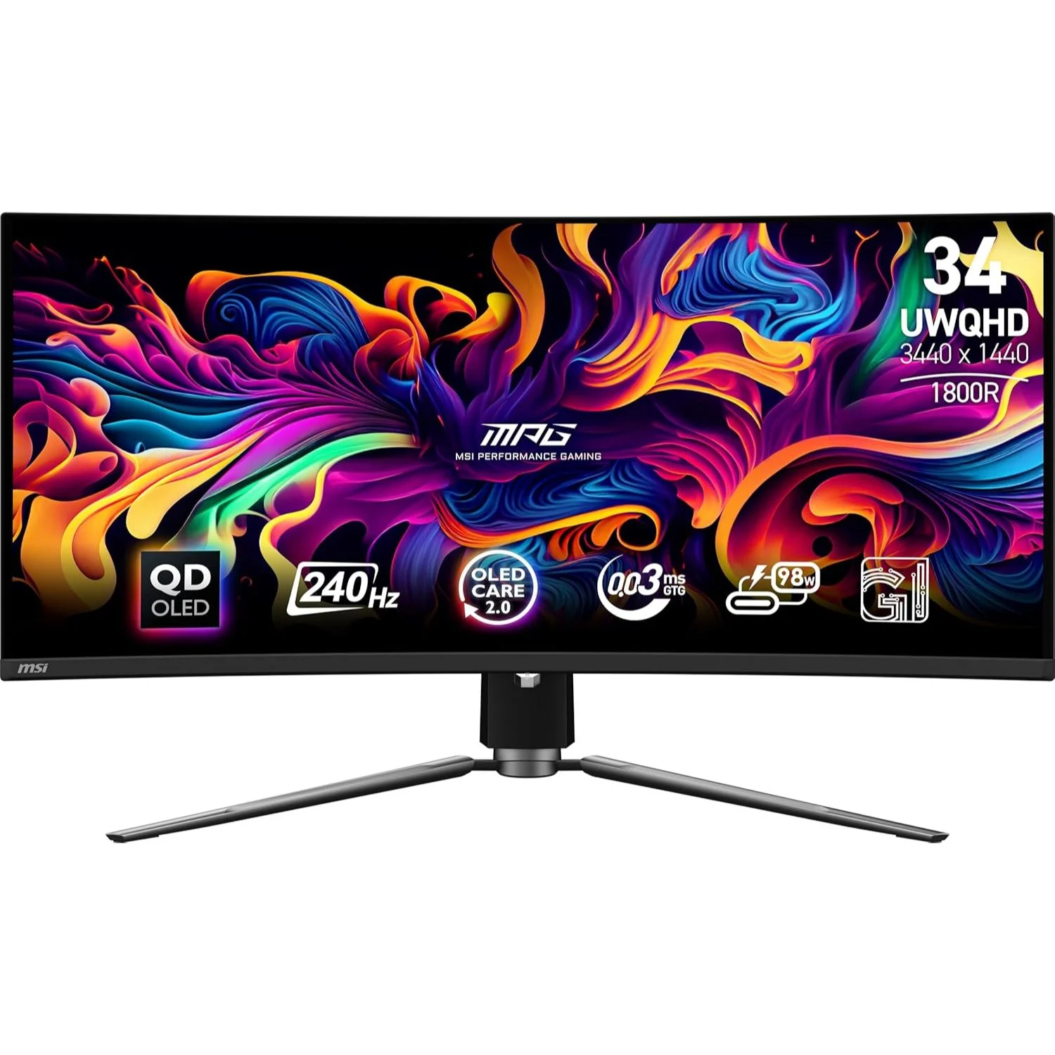 MSI MAG 341CQPX 34-inch UWQHD OLED Curved Gaming Monitor, 240Hz, 0.03ms