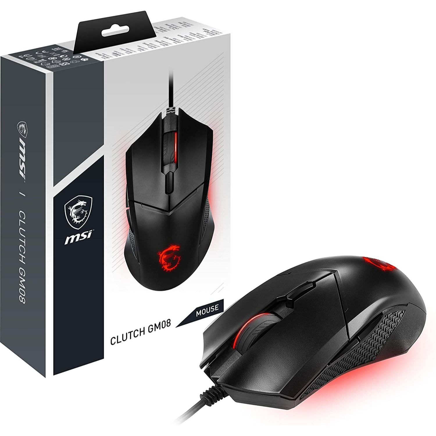 MSI CLUTCH GM08 – Wired gaming mouse, 4200DPI, Red lighting