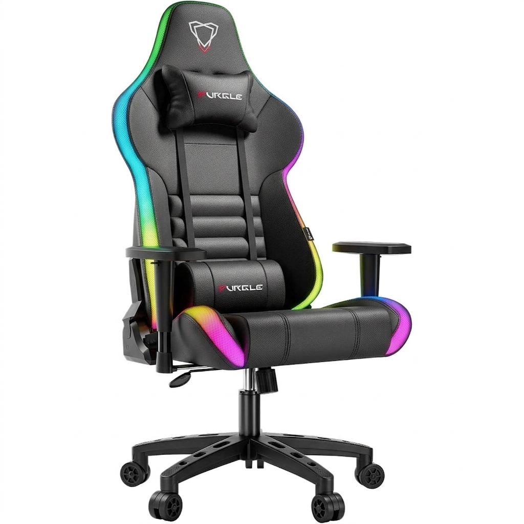 Furgle Carry Series Racing Style Gaming Chair, RGB Black, Up to 149KG