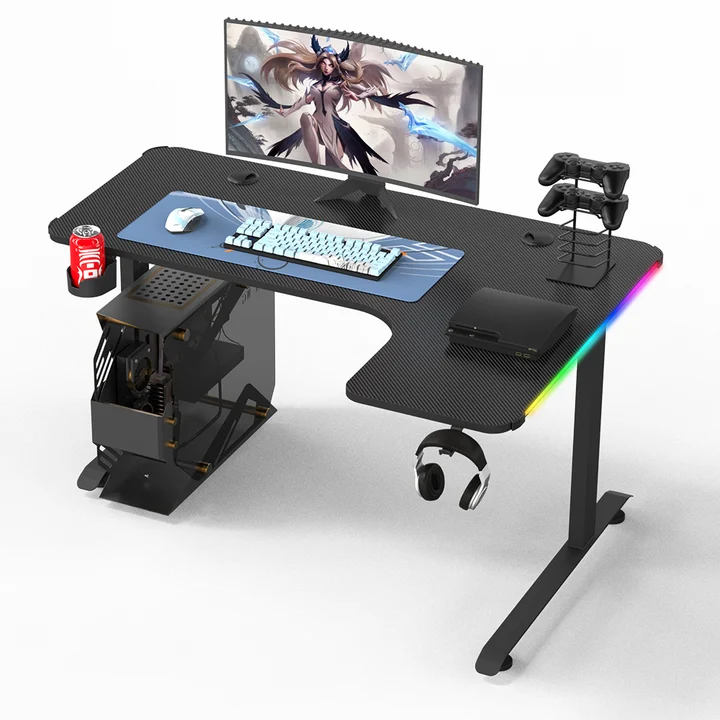Gaming Desk 160CM, L-Shaped, RGB, Carbon Fiber Black